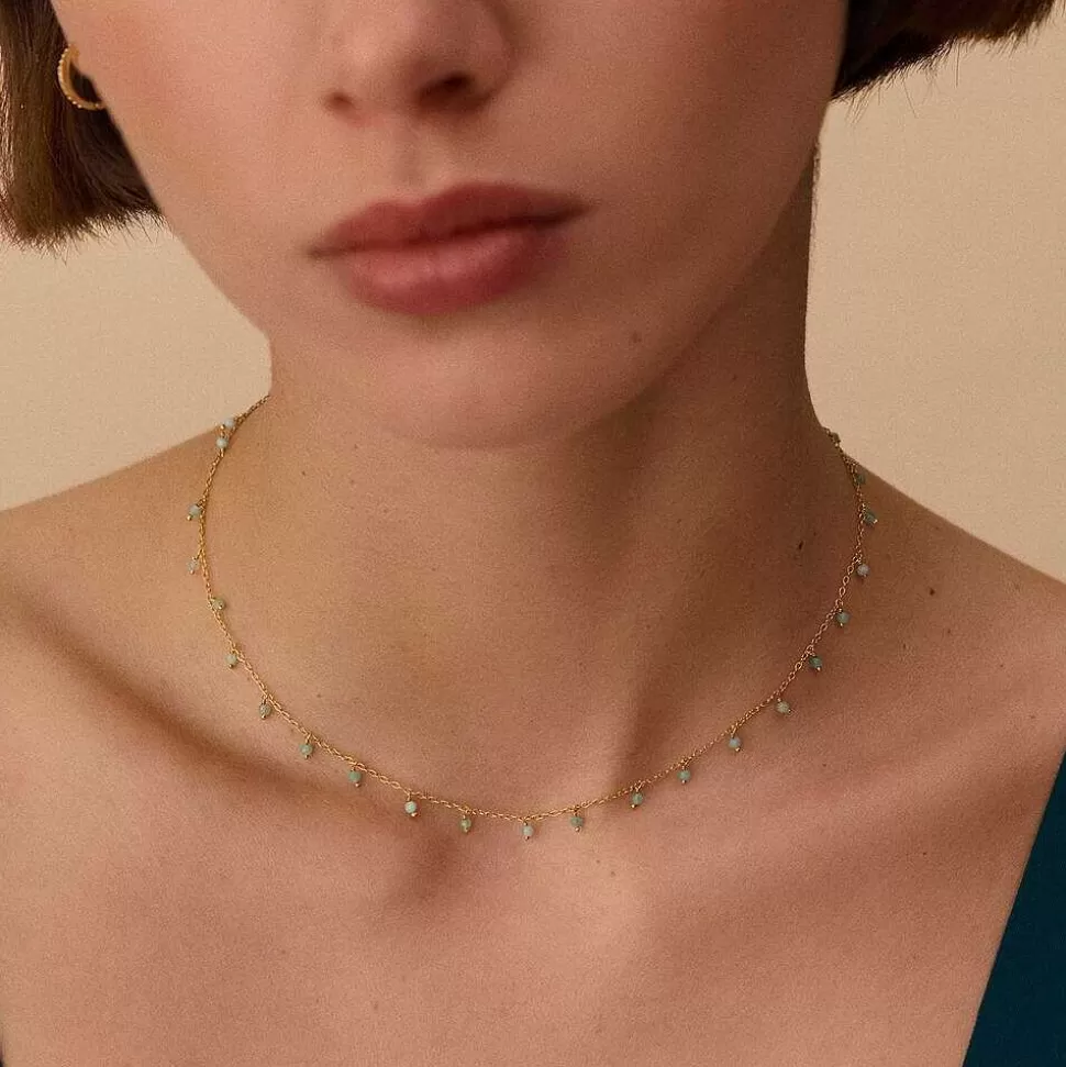 AGATHA Choker Necklace Dangle-Amazonite
