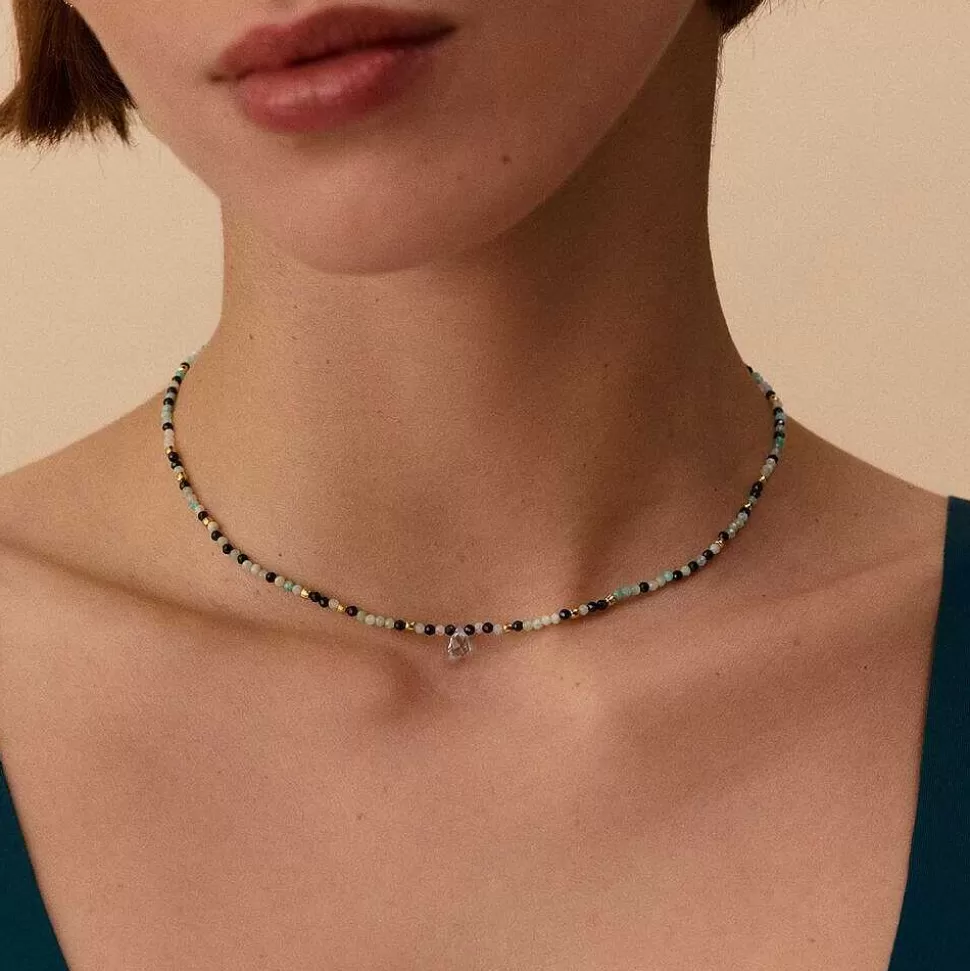 AGATHA Choker Necklace Diamonds-Aquamarine