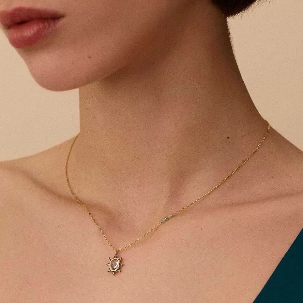 AGATHA Choker Necklace Diamonds-Blue/Gold