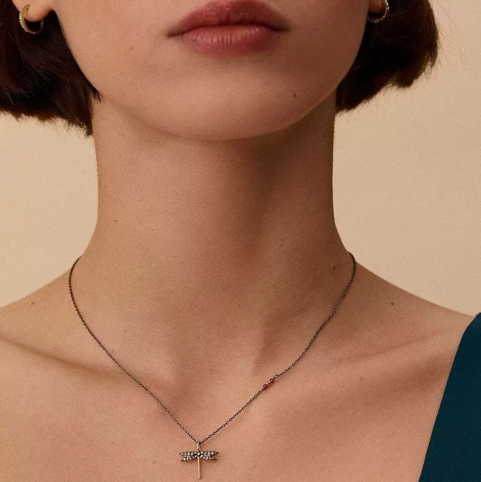 AGATHA Choker Necklace Diamonds-Gold/Gun