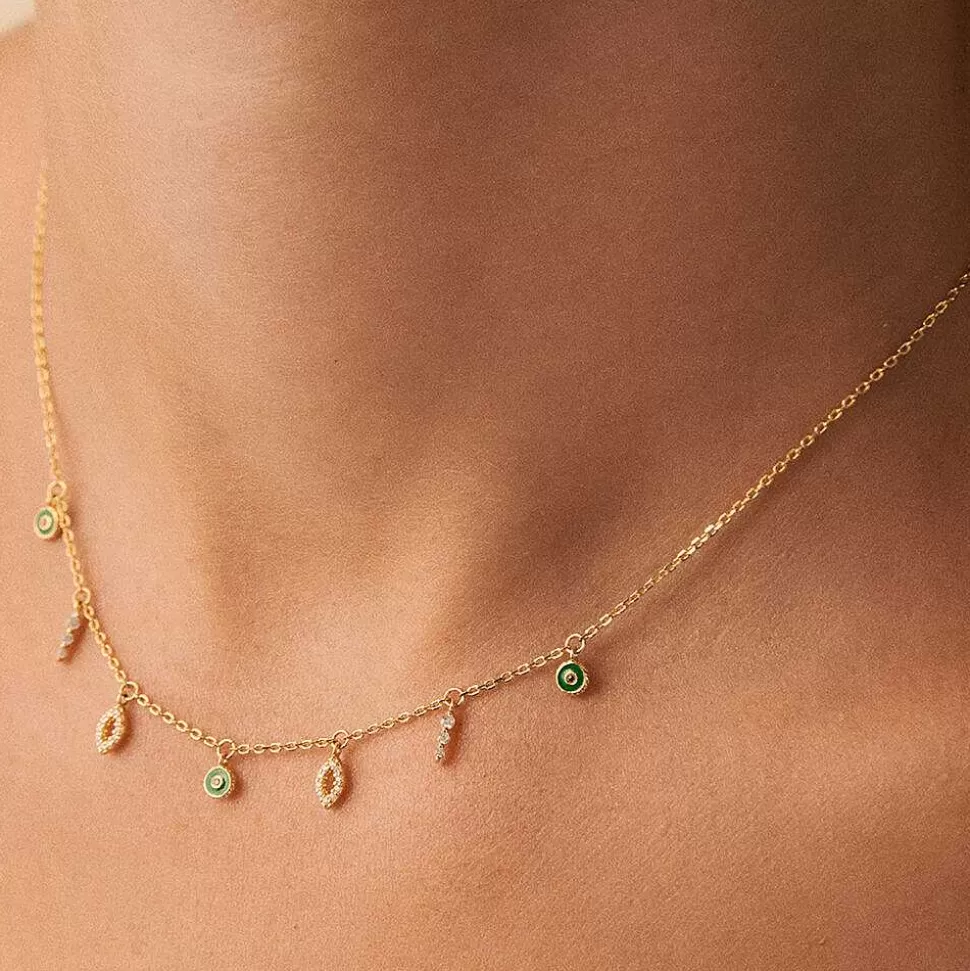 AGATHA Choker Necklace Lucky Eye-Green/Golden