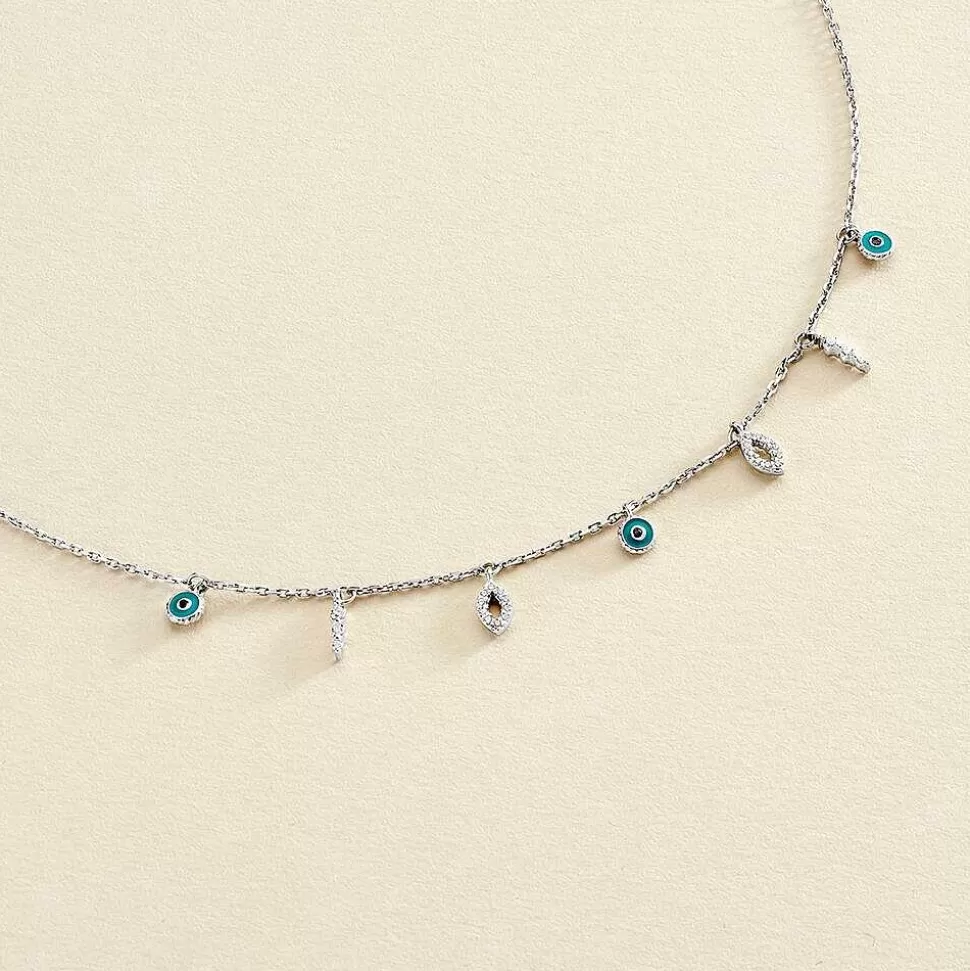 AGATHA Choker Necklace Lucky Eye-Turquoise/Silver