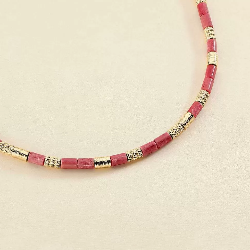 AGATHA Choker Necklace Petra-Rhodochrosyte/Gold