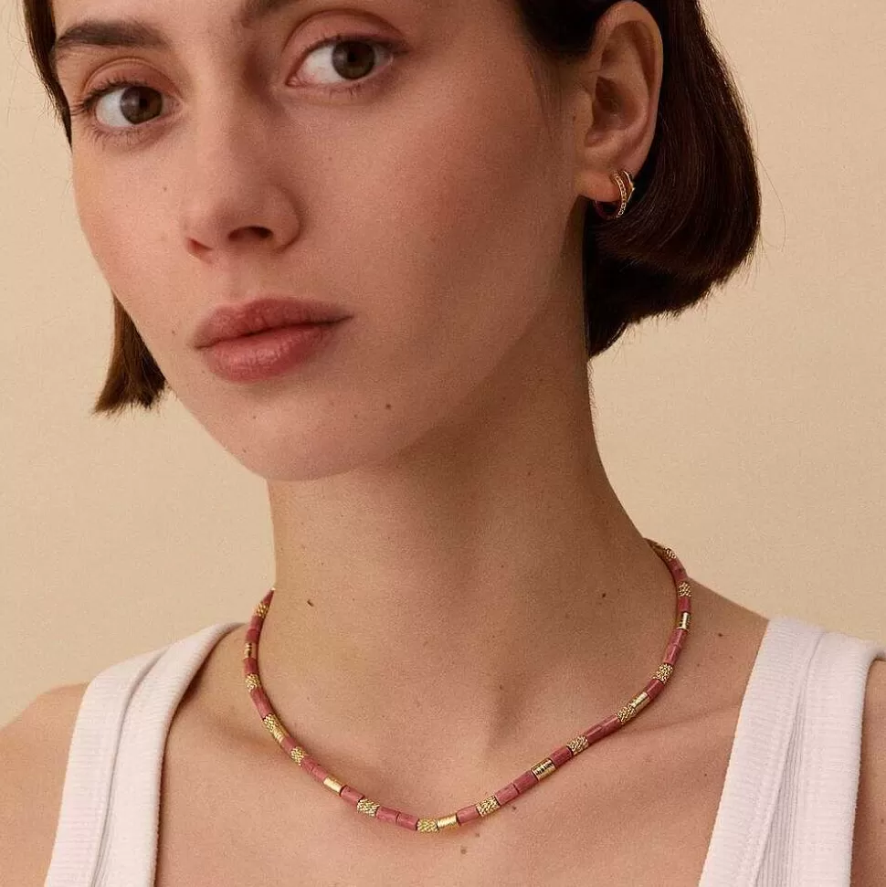 AGATHA Choker Necklace Petra-Rhodochrosyte/Gold