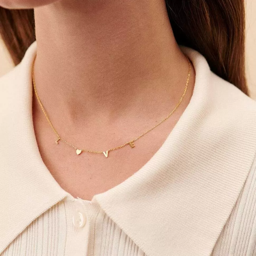 AGATHA Choker Necklace With Love-Golden