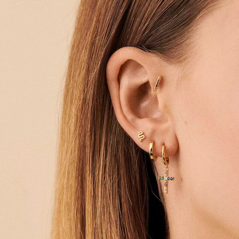 AGATHA Hoop Piercing Cross-Multicolor/Gold