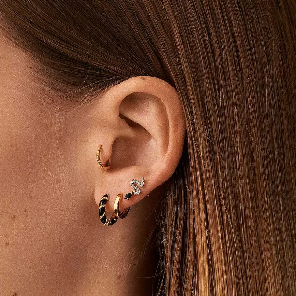 AGATHA Hoop Piercing Mix& Match-Black/Gold