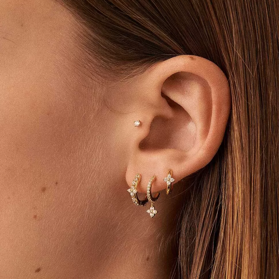 AGATHA Hoop Piercing Mix& Match-Crystal/Golden