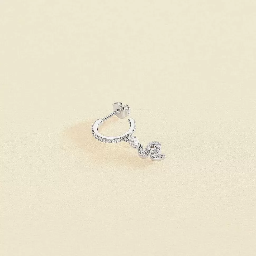 AGATHA Hoop Piercing Snaky-Crystal/Silver