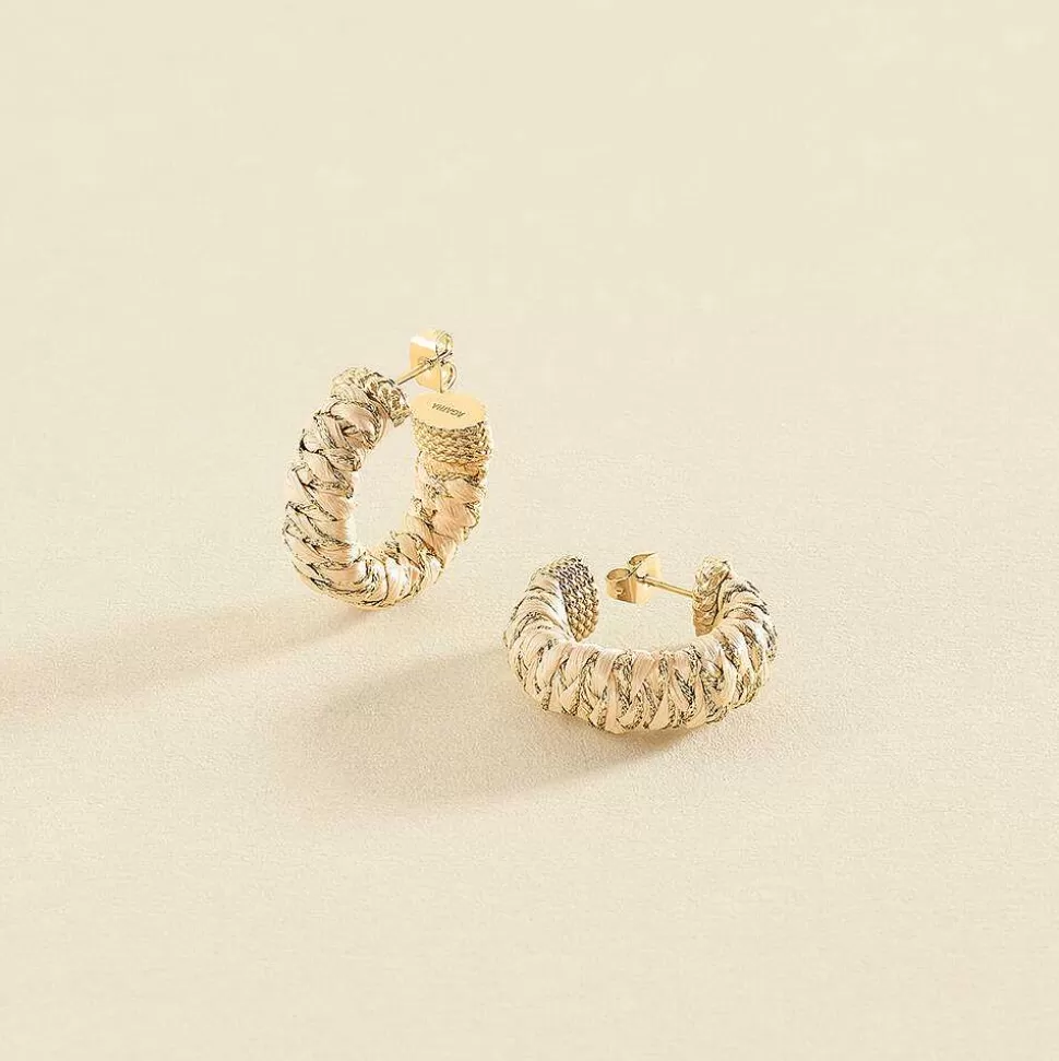 AGATHA Hoops Ear2Rafia-Beige/Golden