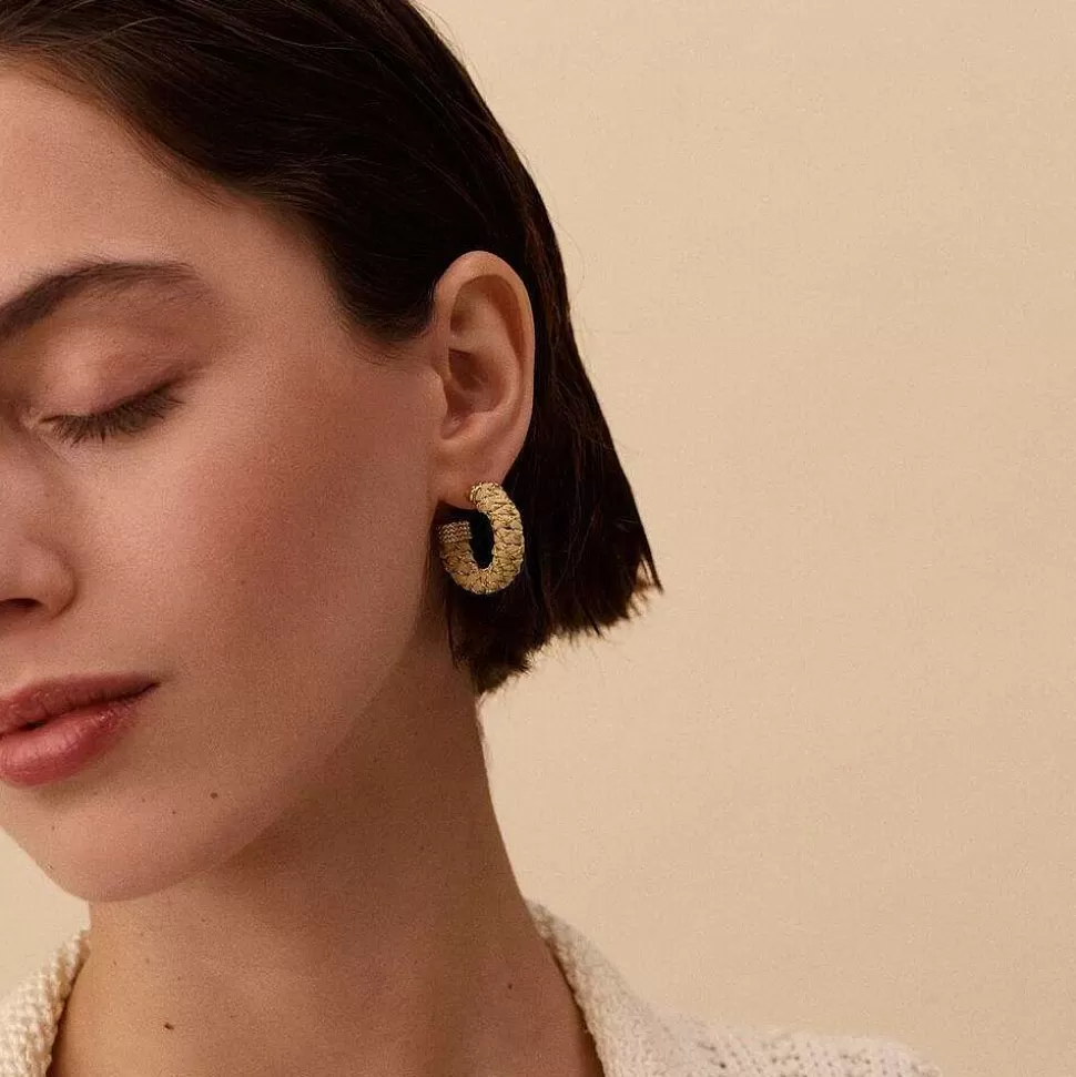 AGATHA Hoops Ear2Rafia-Beige/Golden