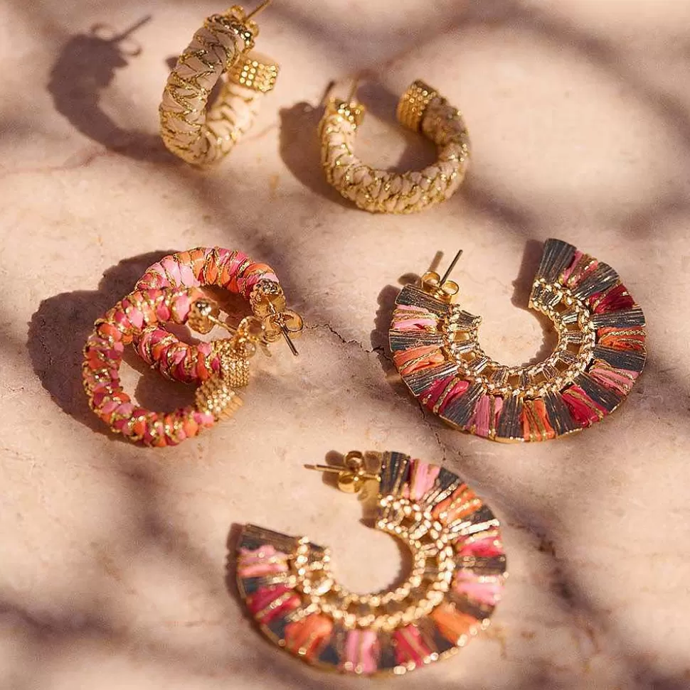 AGATHA Hoops Ear2Rafia-Pink/Gold