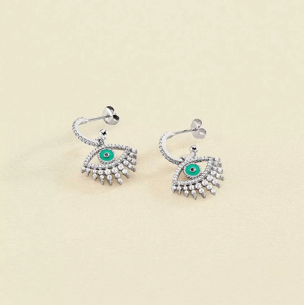 AGATHA Hoops Lucky Eye-Turquoise/Silver