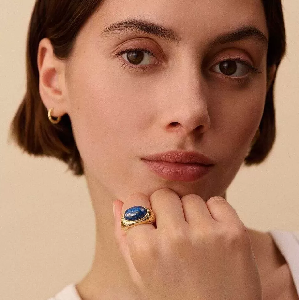 AGATHA Large Ring Petra-Lapis/Gold