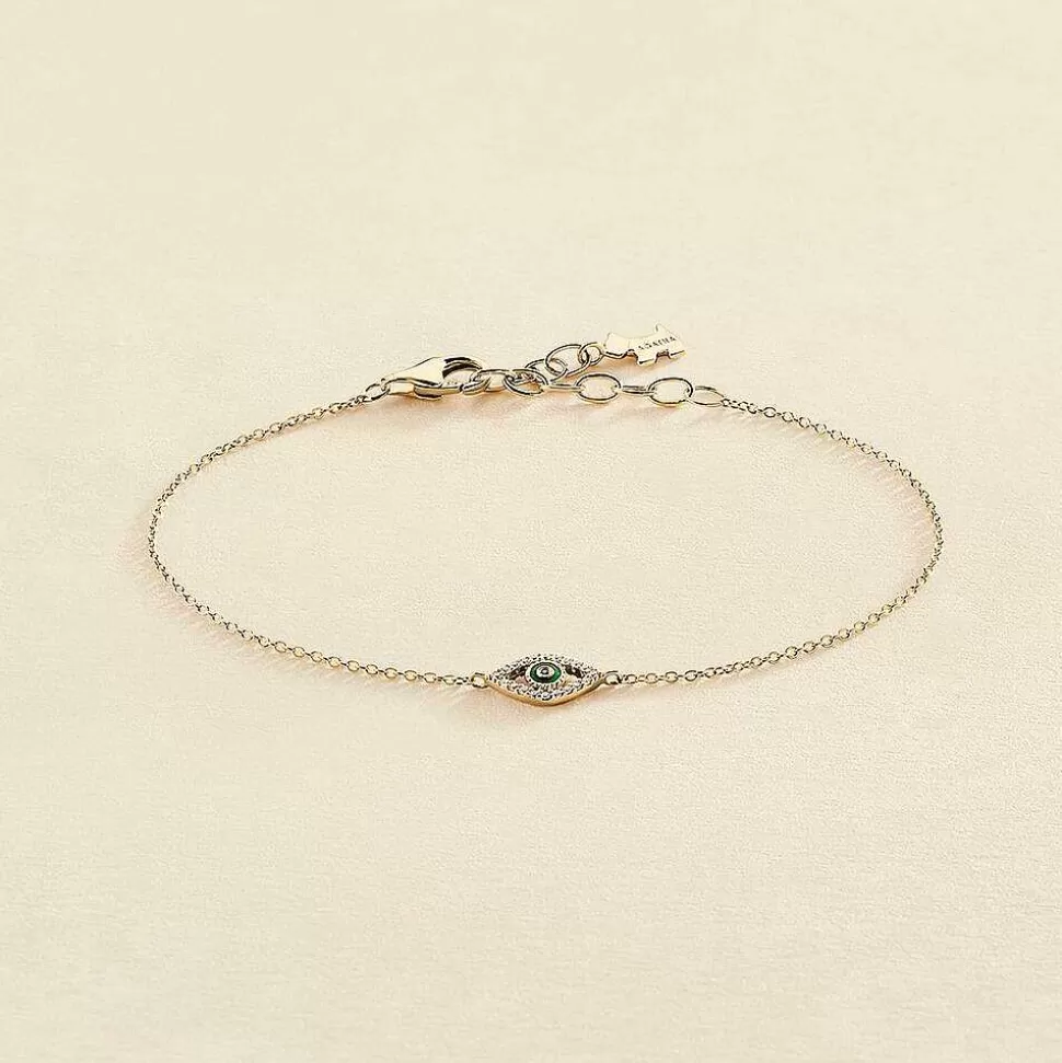 AGATHA Link Bracelet Lucky Eye-Green/Golden