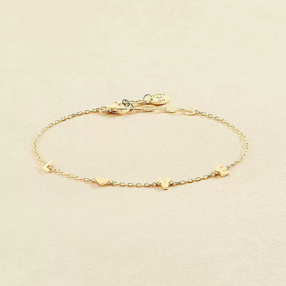AGATHA Link Bracelet With Love-Golden