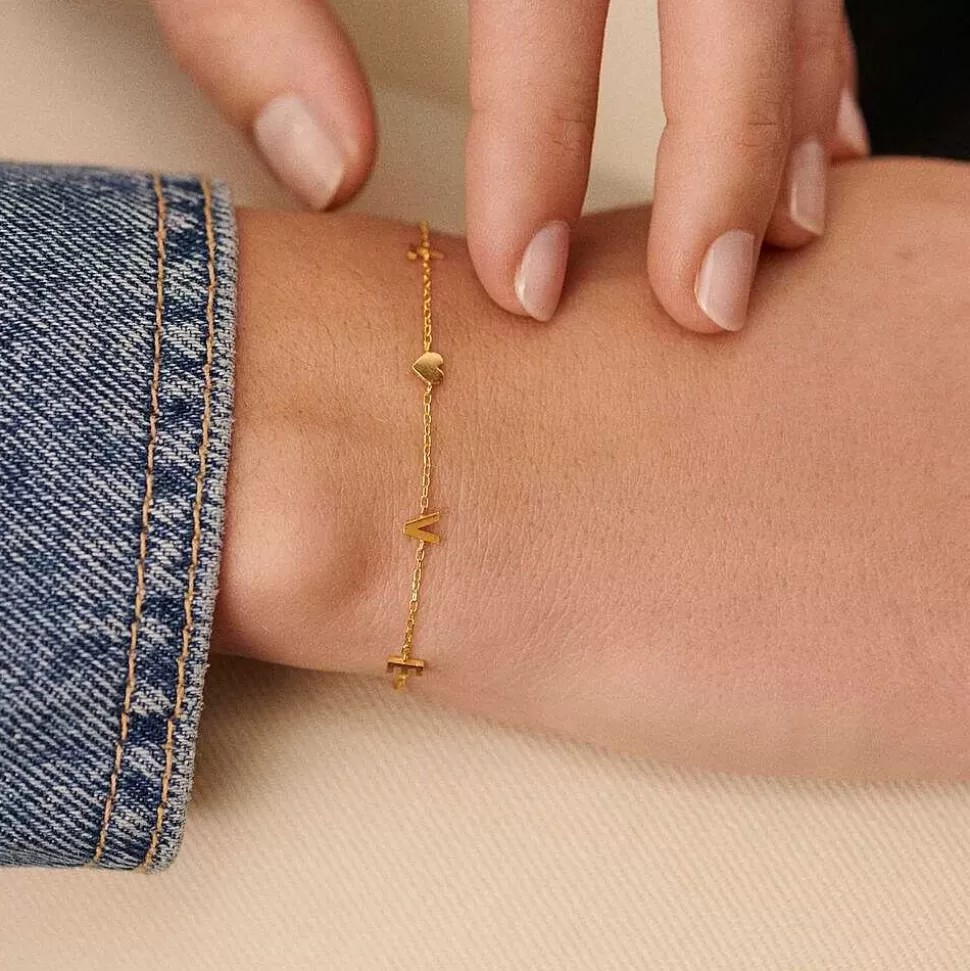 AGATHA Link Bracelet With Love-Golden