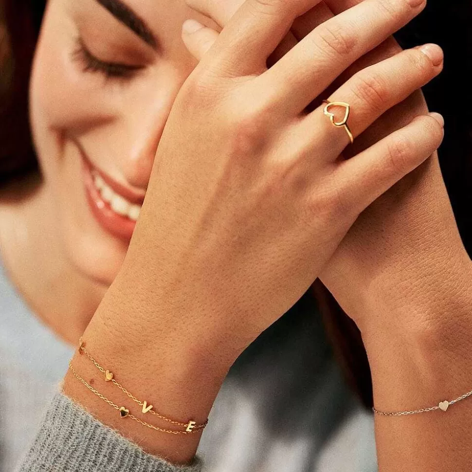 AGATHA Link Bracelet With Love-Golden