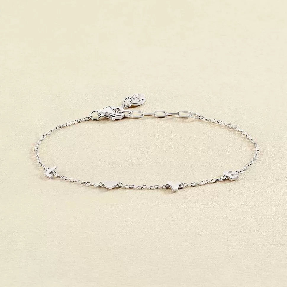 AGATHA Link Bracelet With Love-Silver