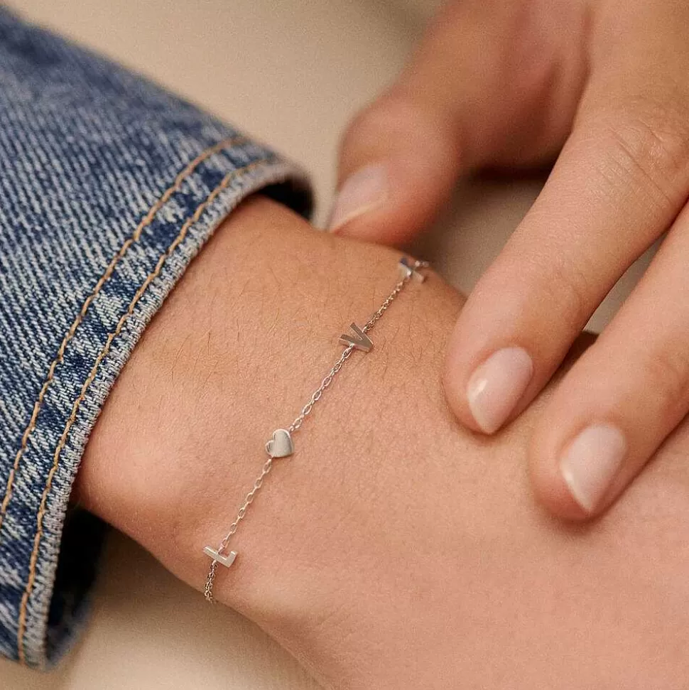 AGATHA Link Bracelet With Love-Silver