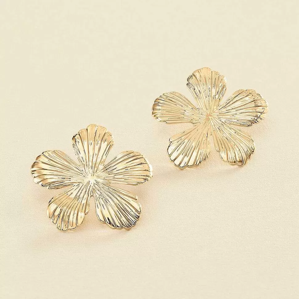 AGATHA Long Earrings Bloom-Golden