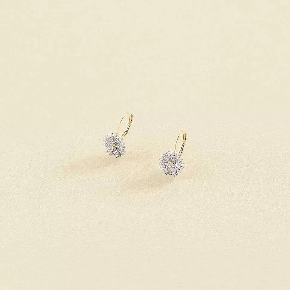 AGATHA Long Earrings Blossom-Crystal/Golden