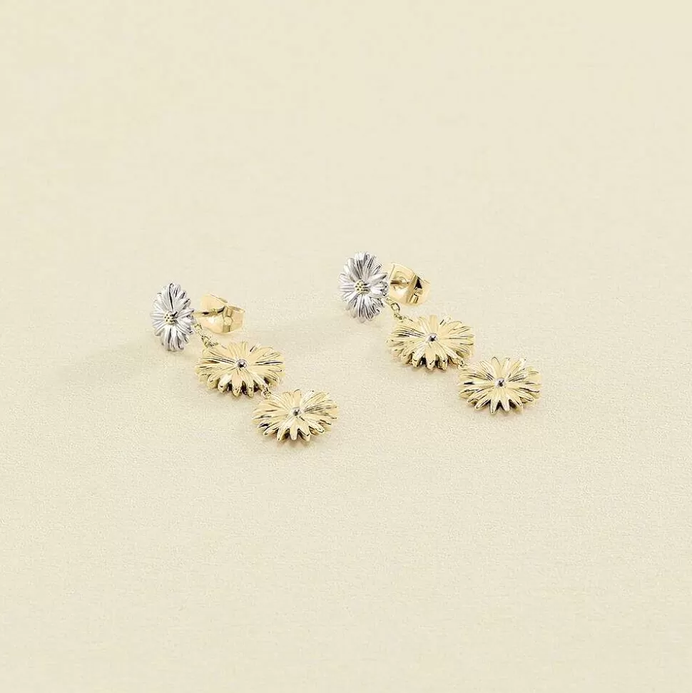 AGATHA Long Earrings Blossom-Gold/Silver