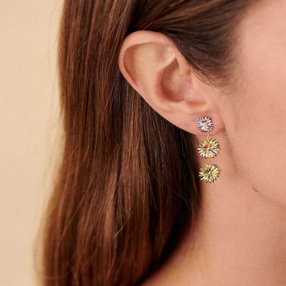 AGATHA Long Earrings Blossom-Gold/Silver