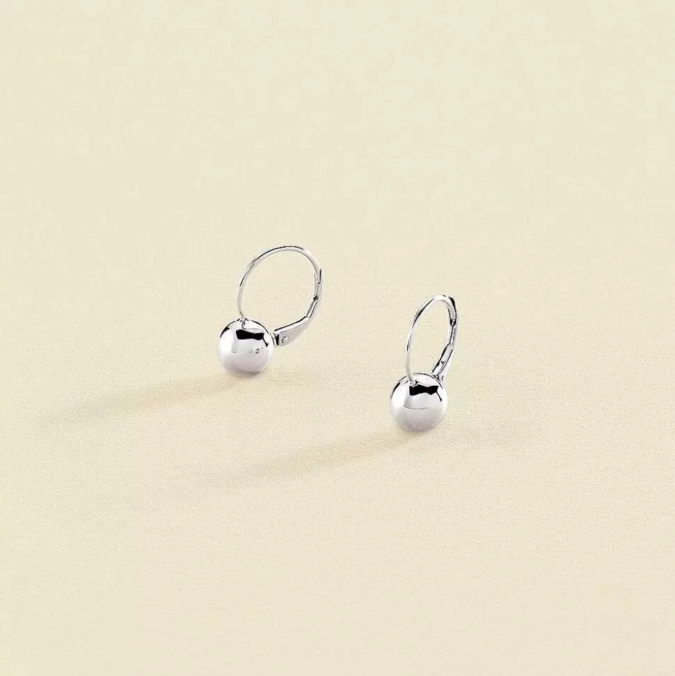 AGATHA Long Earrings Boul-Silver