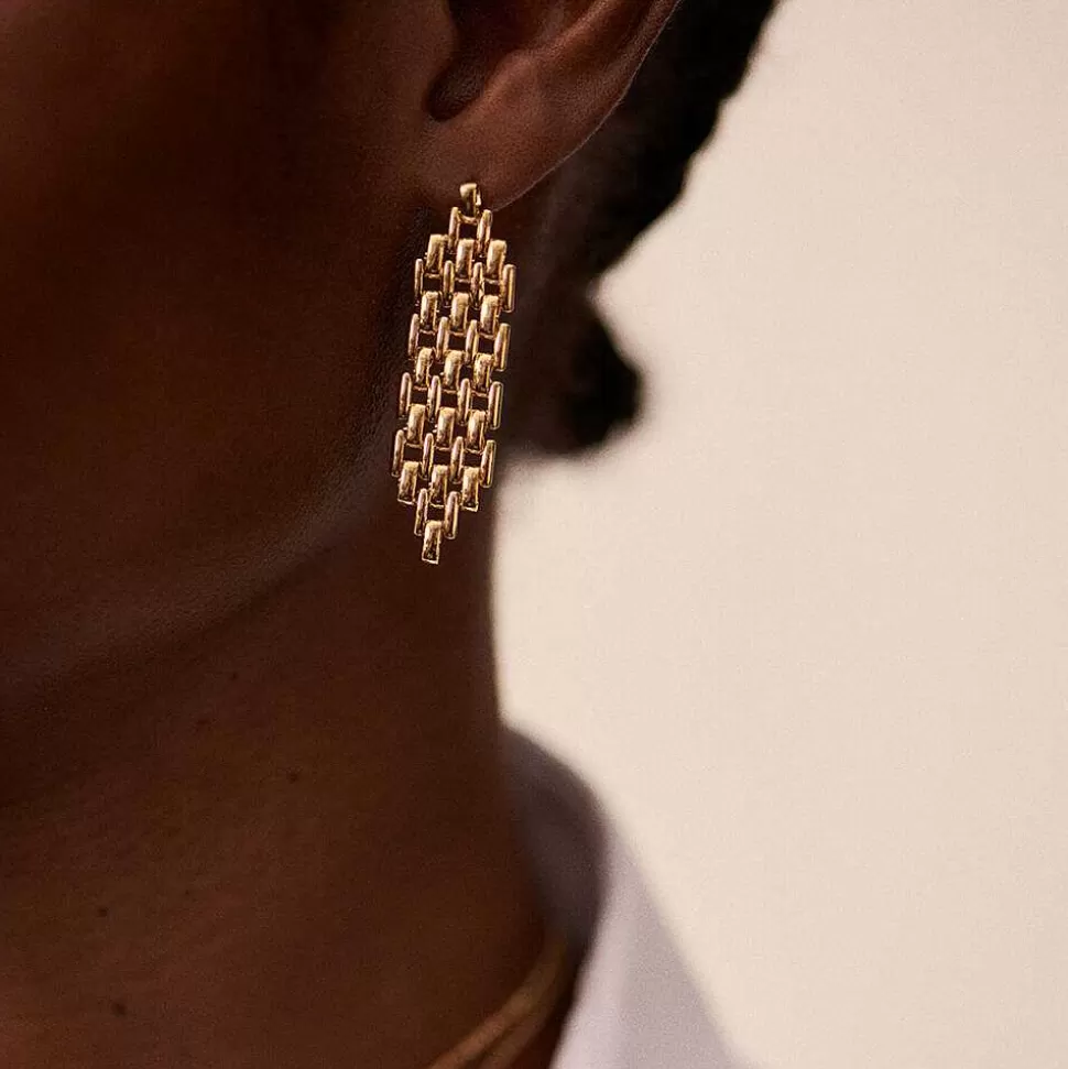 AGATHA Long Earrings Minuit-Golden