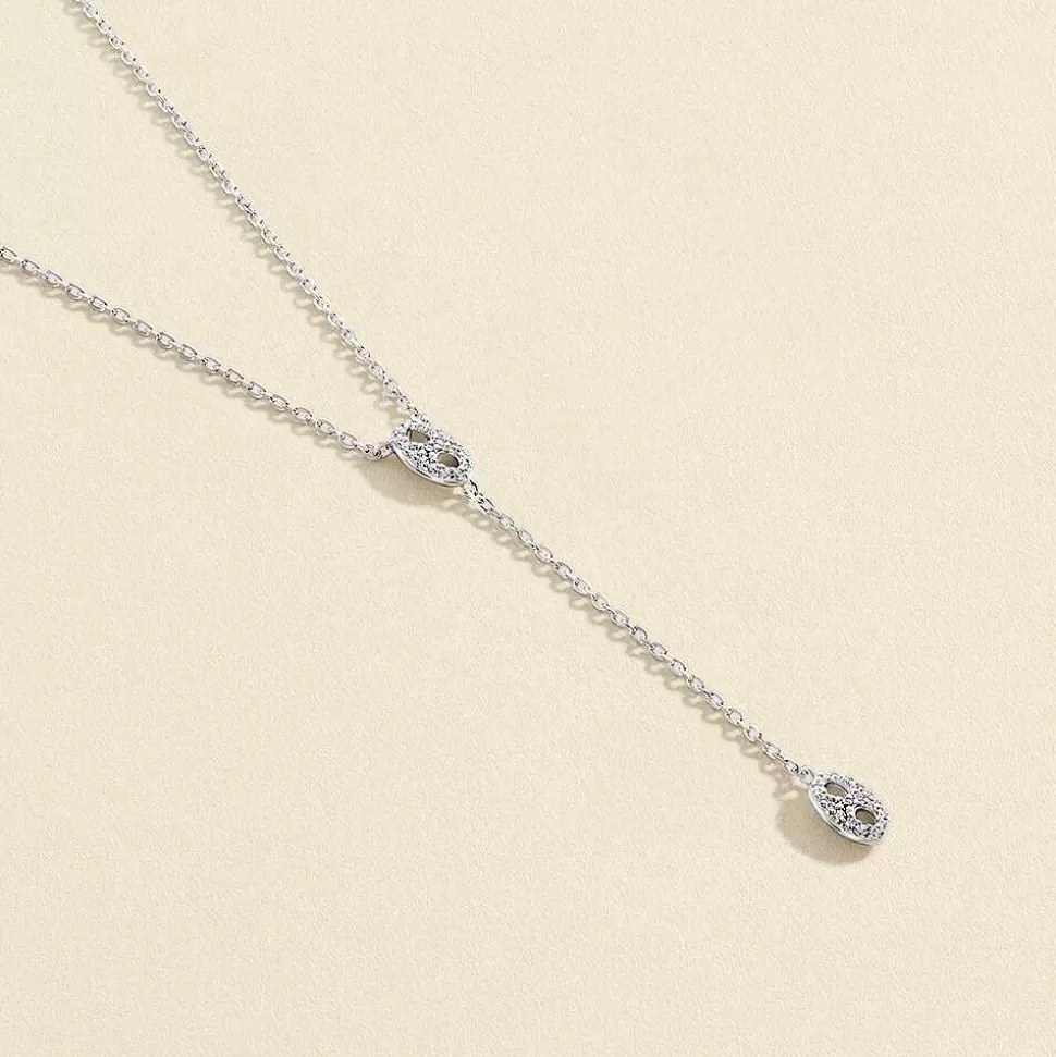 AGATHA Mid-Length Necklace Etreinte-Crystal/Silver