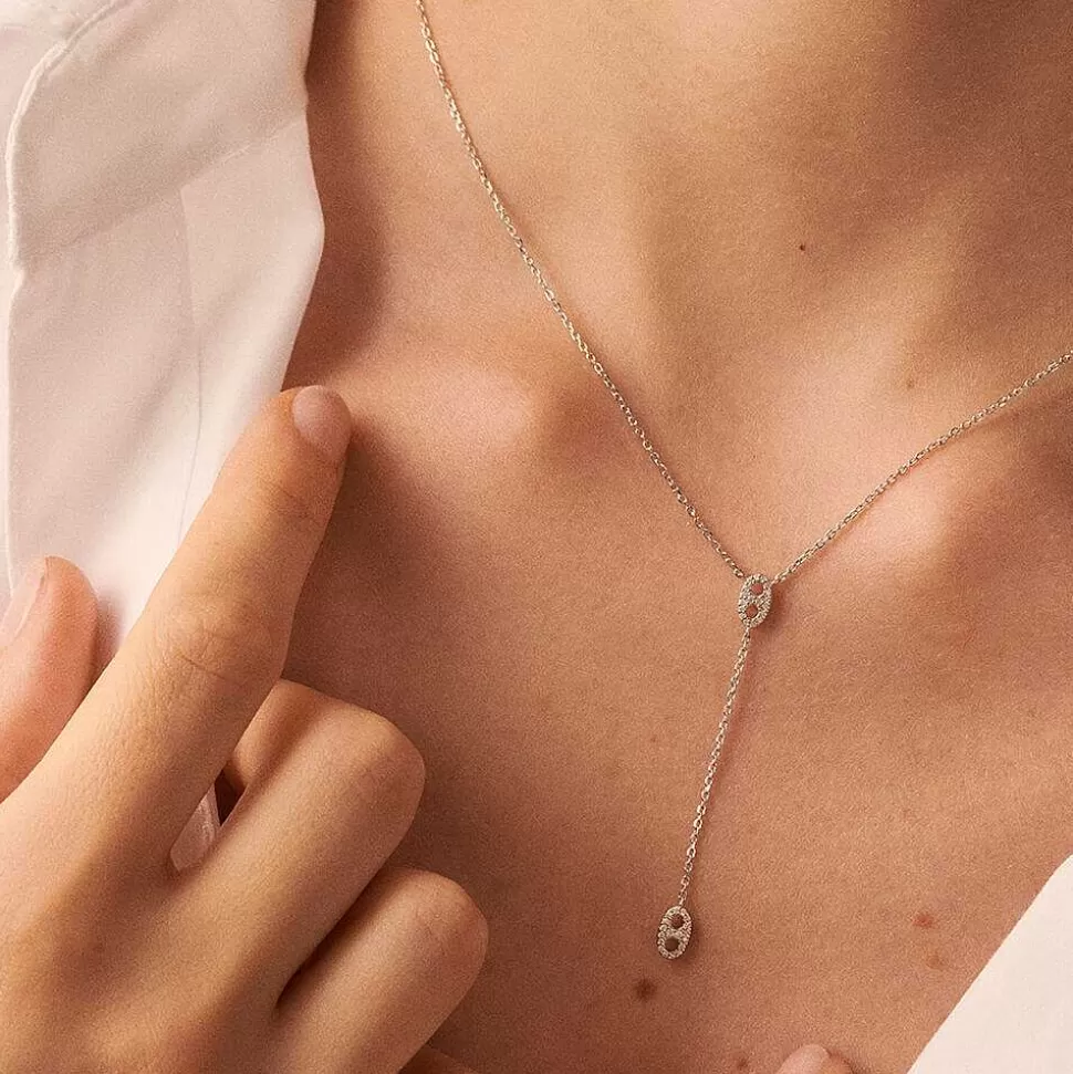 AGATHA Mid-Length Necklace Etreinte-Crystal/Silver