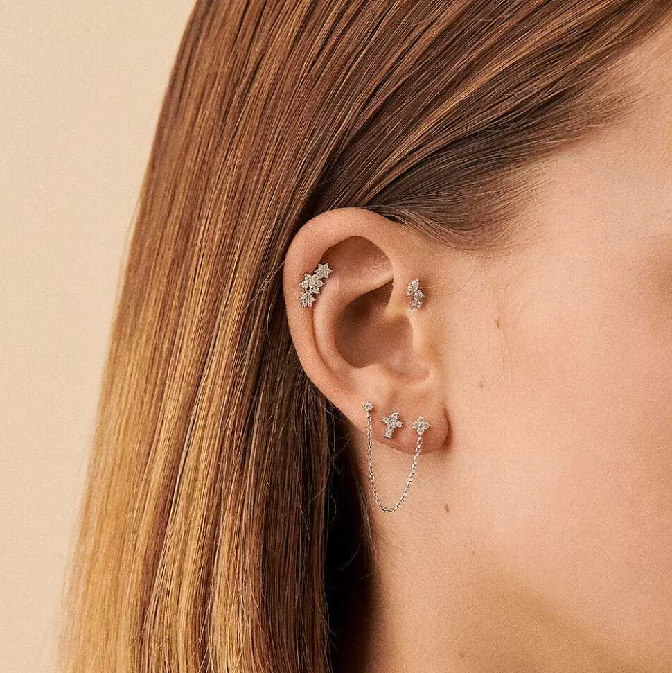 AGATHA Piercing Stud Amas-Crystal/Silver