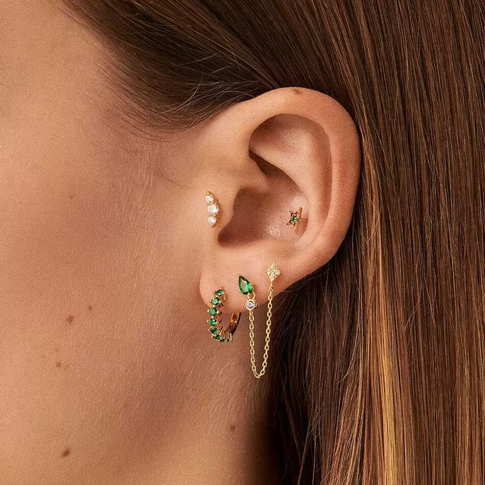 AGATHA Piercing Stud Astral-Green/Golden