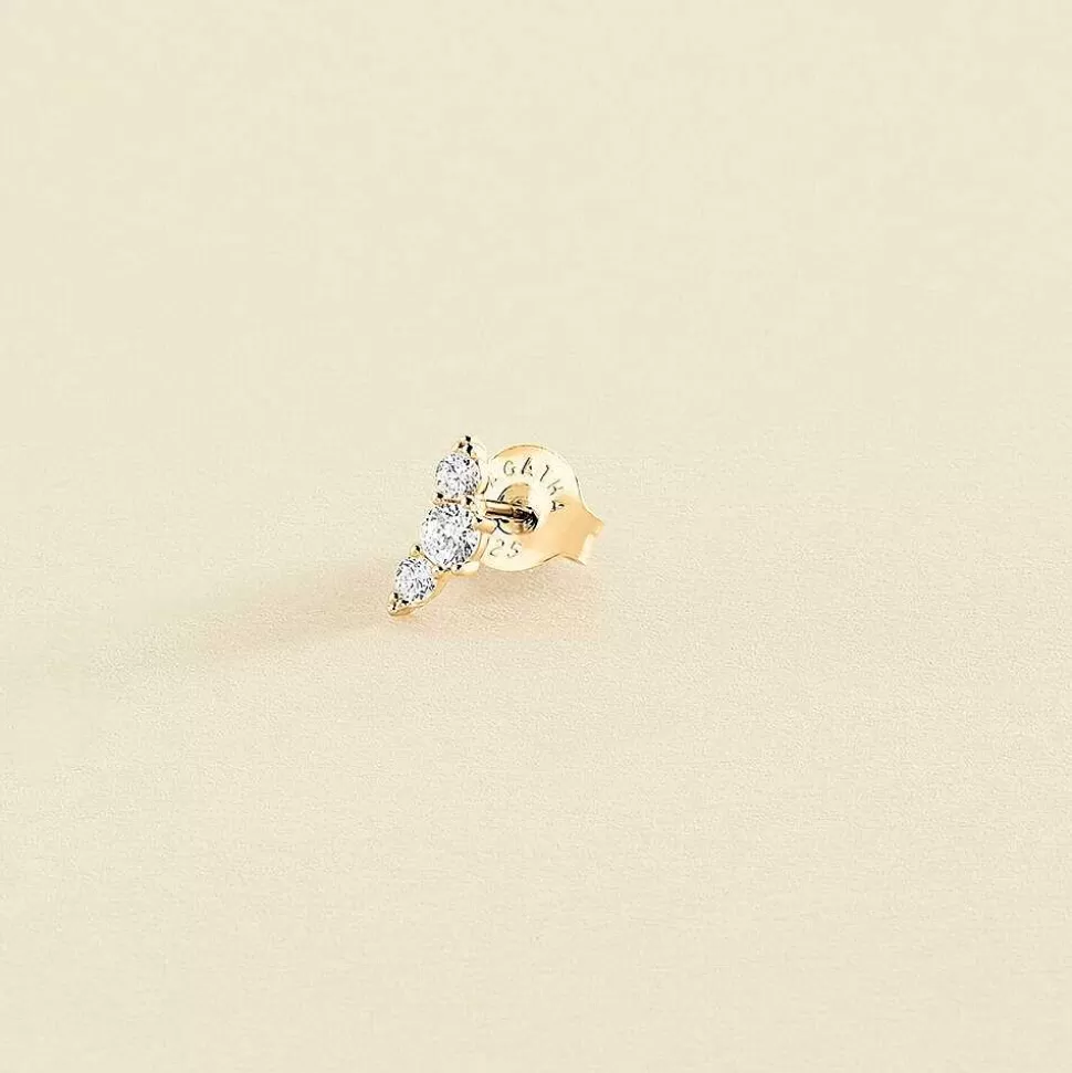 AGATHA Piercing Stud Croissan-Crystal/Golden