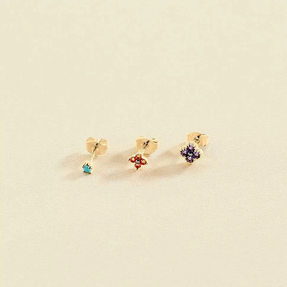 AGATHA Piercing Stud Ear1Flowery-Multicolor/Gold