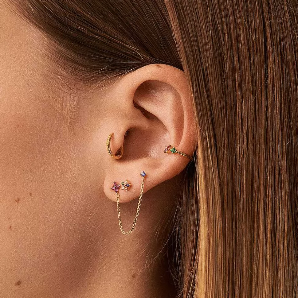 AGATHA Piercing Stud Floral-Multicolor/Gold