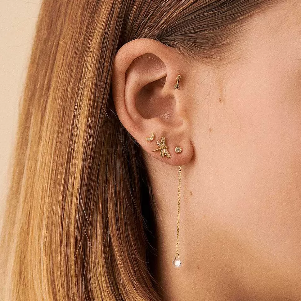AGATHA Piercing Stud Lunita-Crystal/Golden