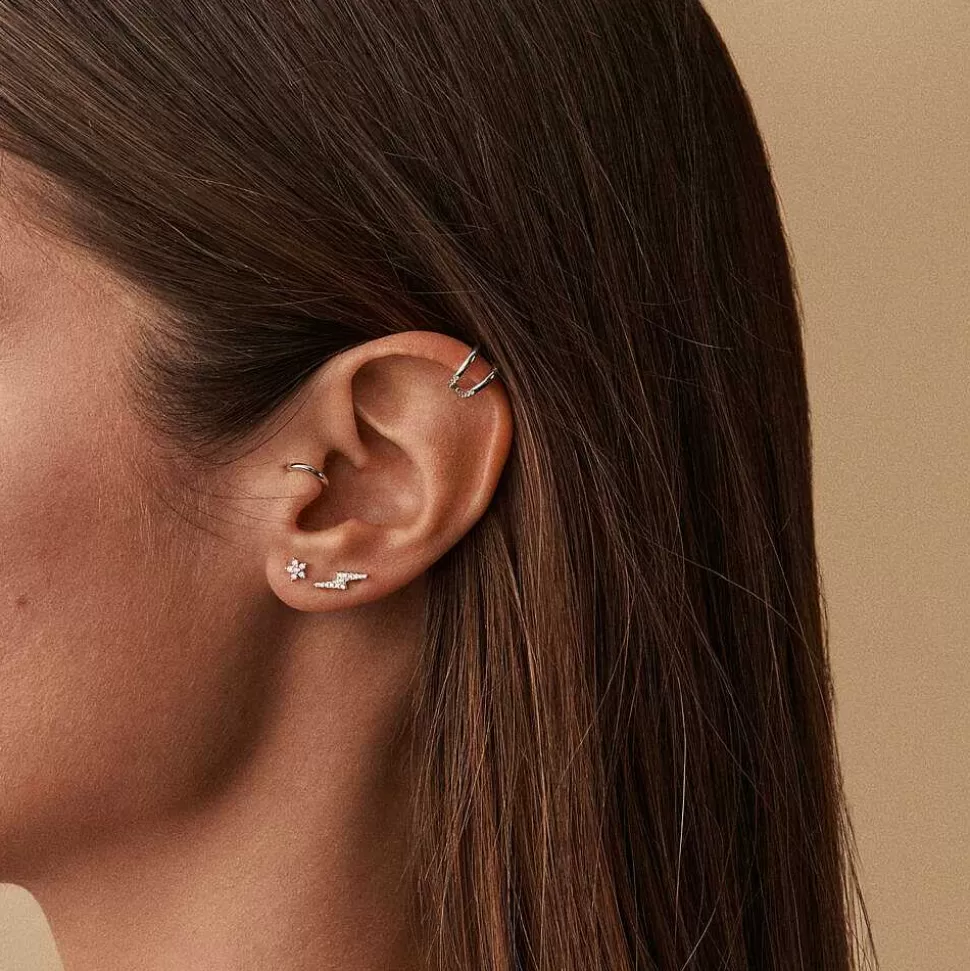 AGATHA Piercing Stud Mix & Match-Crystal/Silver