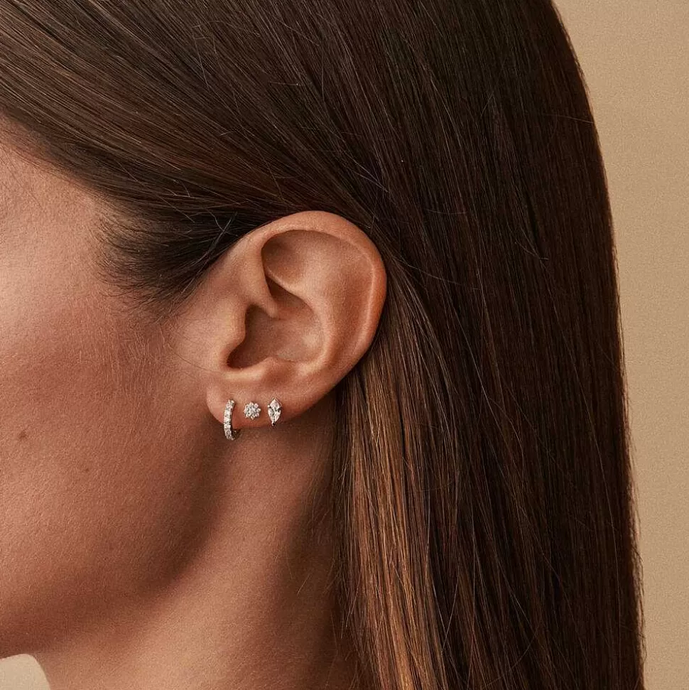 AGATHA Piercing Stud Mix & Match-Crystal/Silver