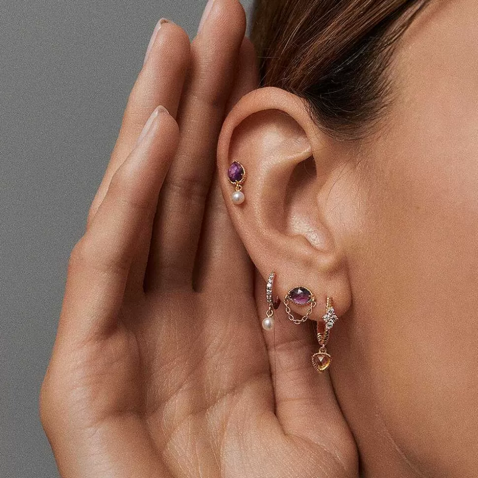 AGATHA Piercing Stud Mix & Match-Purple/Gold
