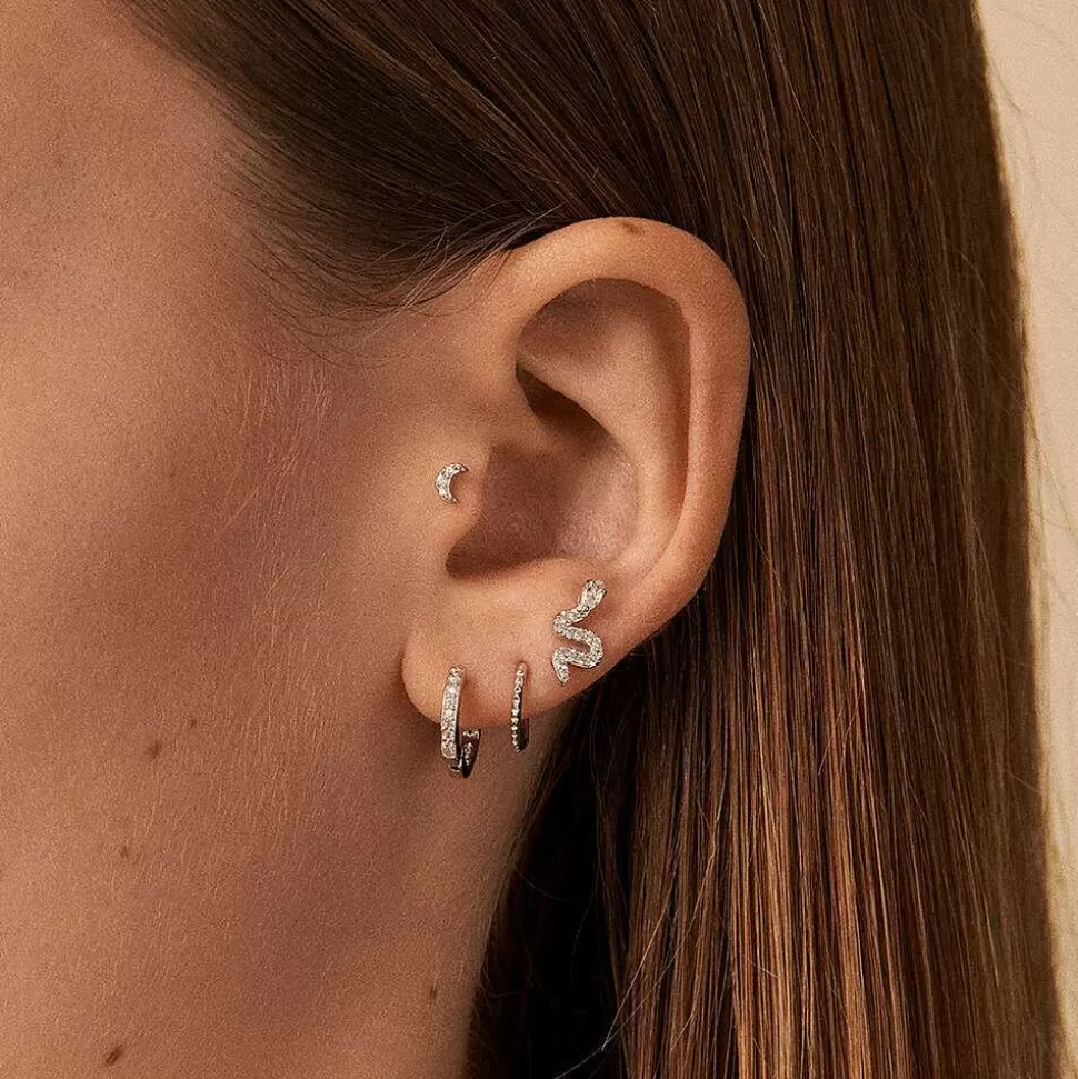 AGATHA Piercing Stud Snaky-Crystal/Silver