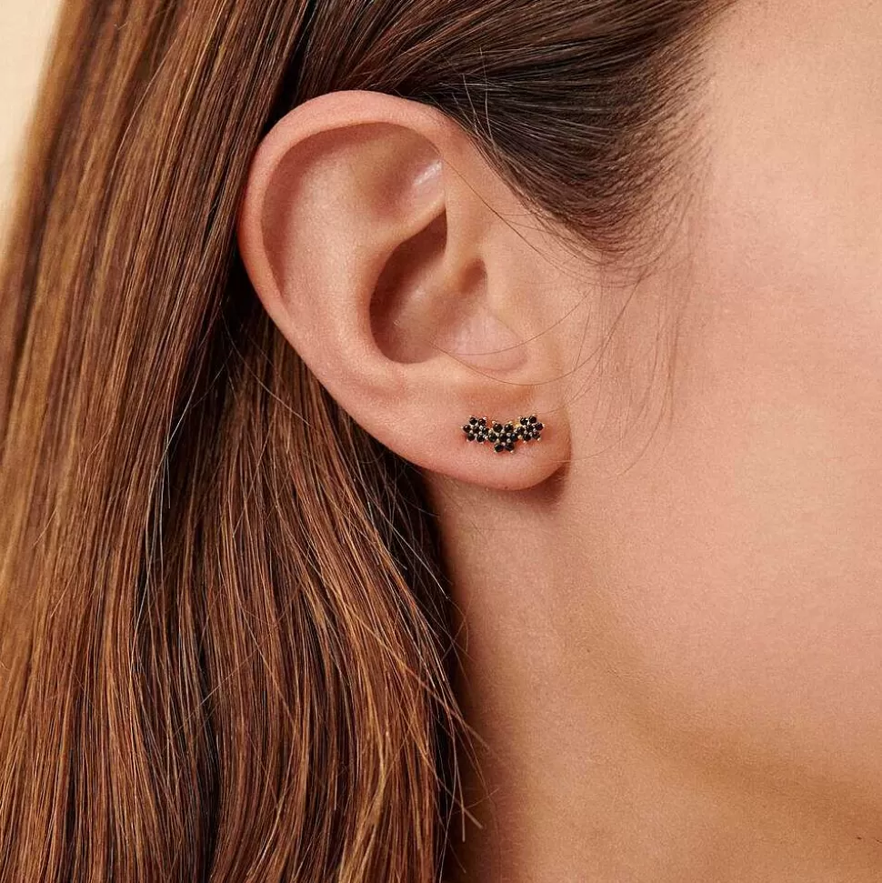 AGATHA Piercing Stud Trioflor-Black/Gold