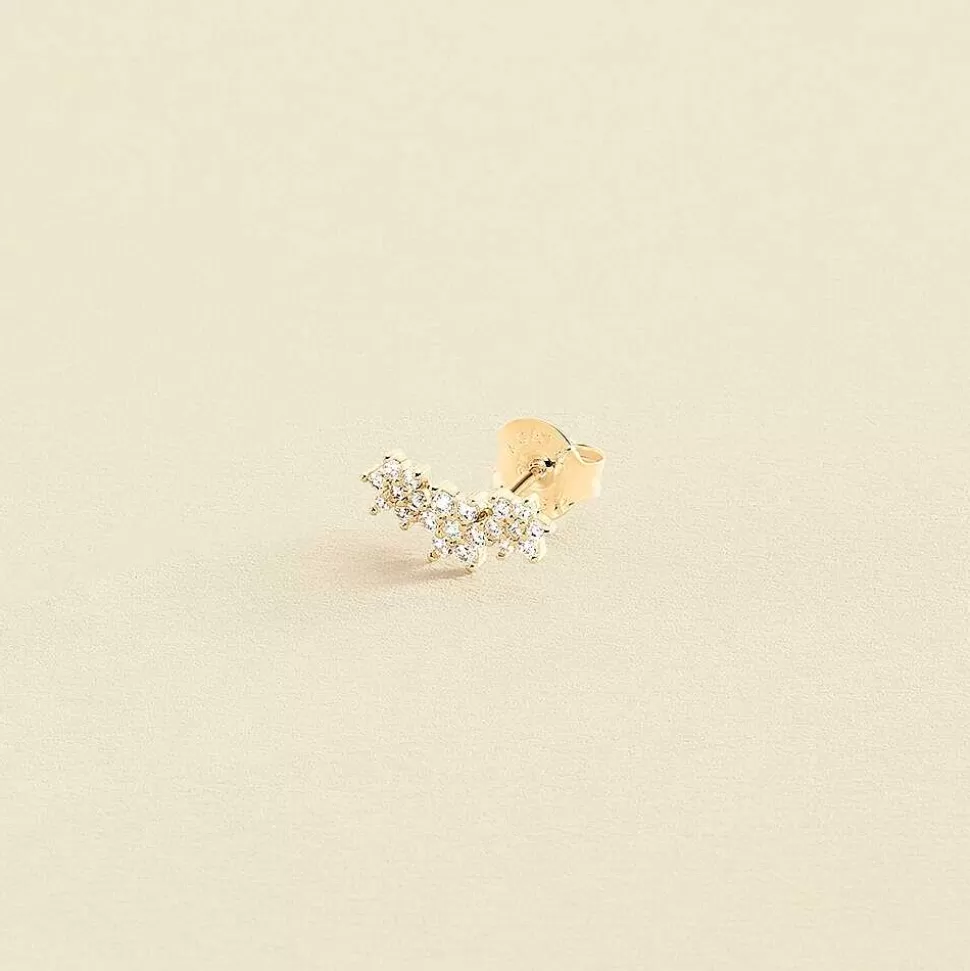 AGATHA Piercing Stud Trioflor-Crystal/Golden
