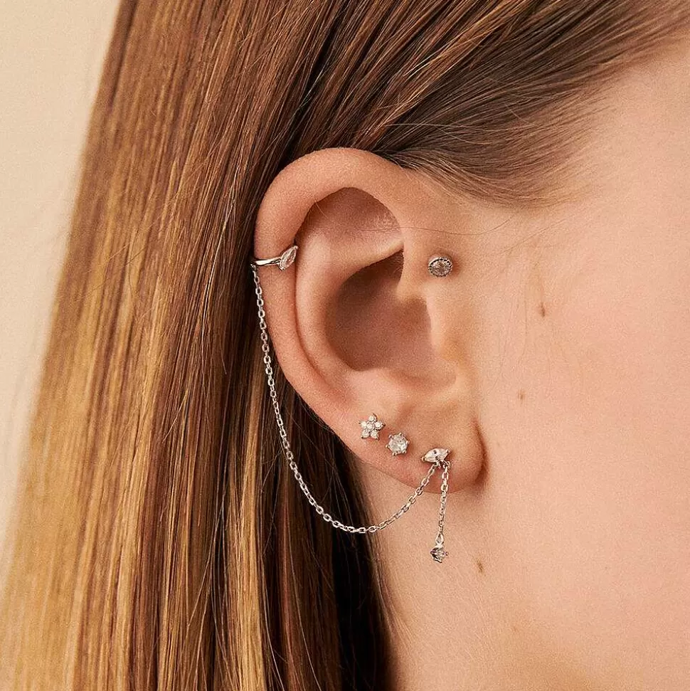 AGATHA Piercing Stud Zircon-Crystal/Silver