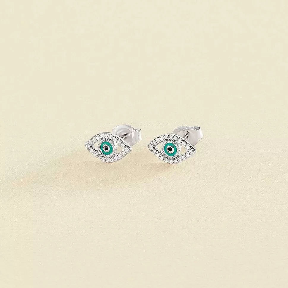 AGATHA Stud Earrings Lucky Eye-Turquoise/Silver