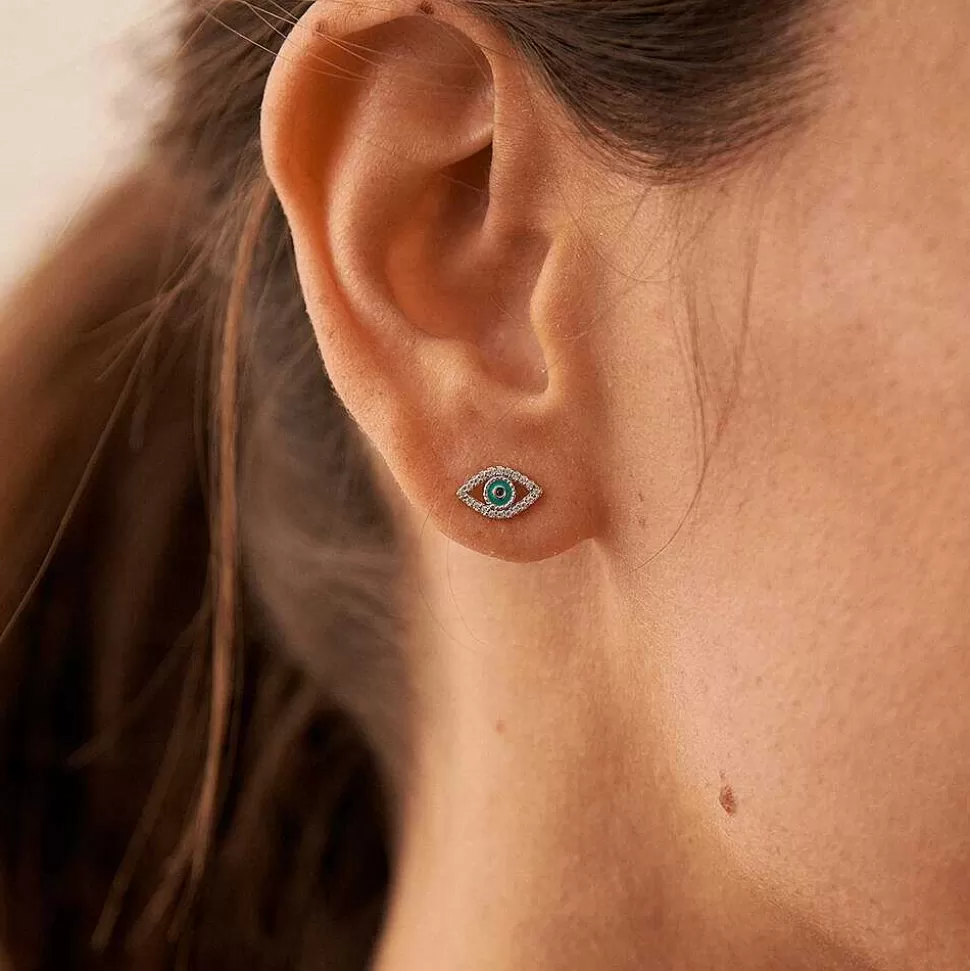 AGATHA Stud Earrings Lucky Eye-Turquoise/Silver