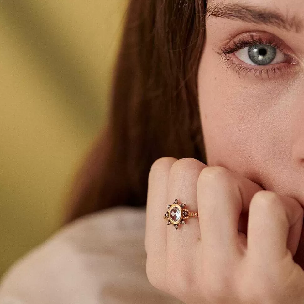 AGATHA Thin Ring Diamonds-Blue/Gold