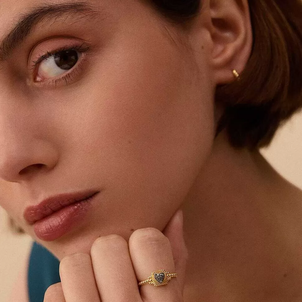 AGATHA Thin Ring Diamonds-Gold/Gun