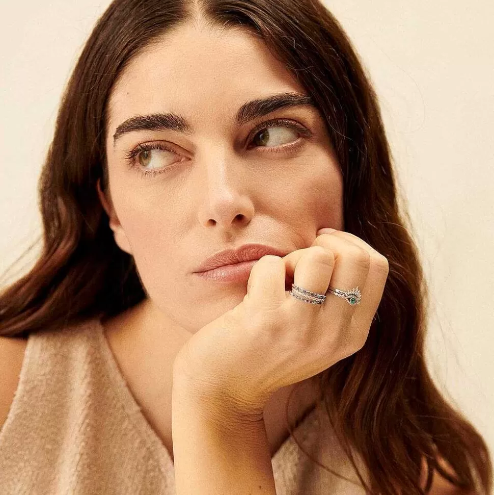 AGATHA Thin Ring Lucky Eye-Turquoise/Silver